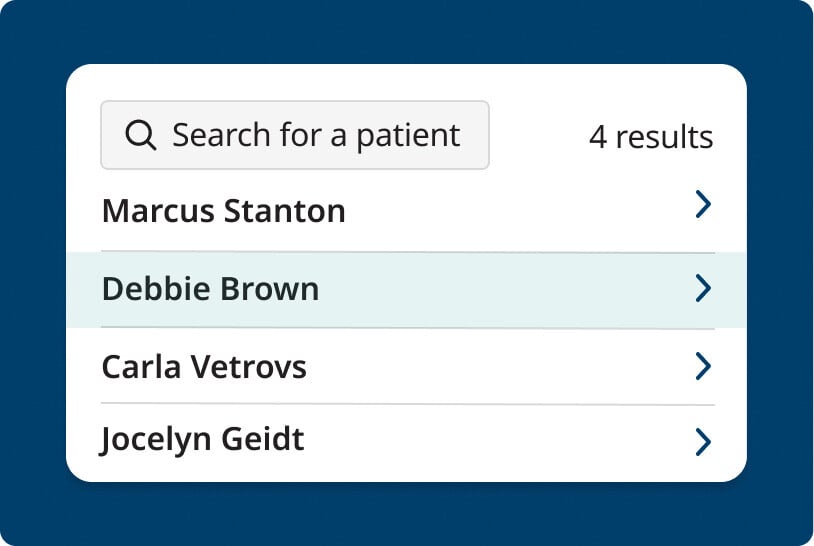 patient search screen